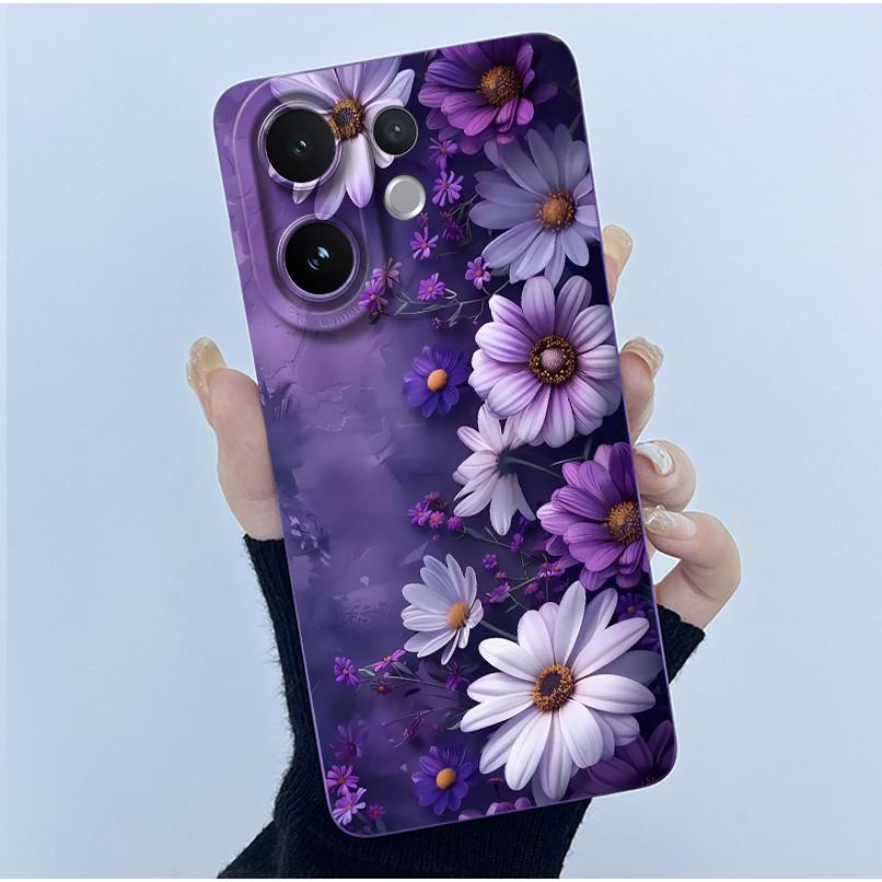 For Vivo V60 Phone Case V2511 Cover Fashion Simplicity Flowers Soft Liquid Silicone Shell For Vivo V 60 VivoV60 5G 2025 Fundas