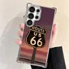 America Route 66 Plating Phone Case For Samsung Galaxy S24 S25 FE S26 Edge S23 Ultra S22 S21 Plus S20 Anti-Fall Airabag Cover