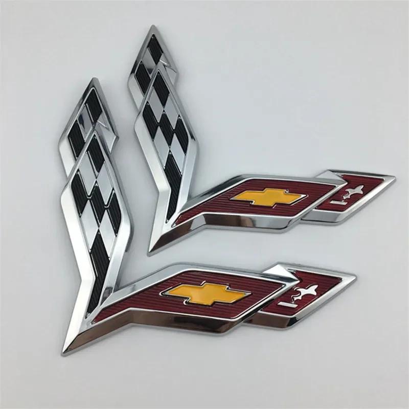 2pcs ABS Car Front Emblem Rear Trunk Badge Sticker for Chevrolet Corvette Logo Aveo Cruze Malibu Captiva Trax Niva Captiva