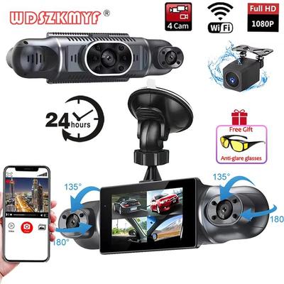 Nuova Dash Cam 4 Obiettivi 3 Pollici 1080P per Auto WIFI APP Registratore Video 360° Car Dvr Telecamera Vista Posteriore Monitoraggio Parcheggio Scatola Nera Accessori Auto