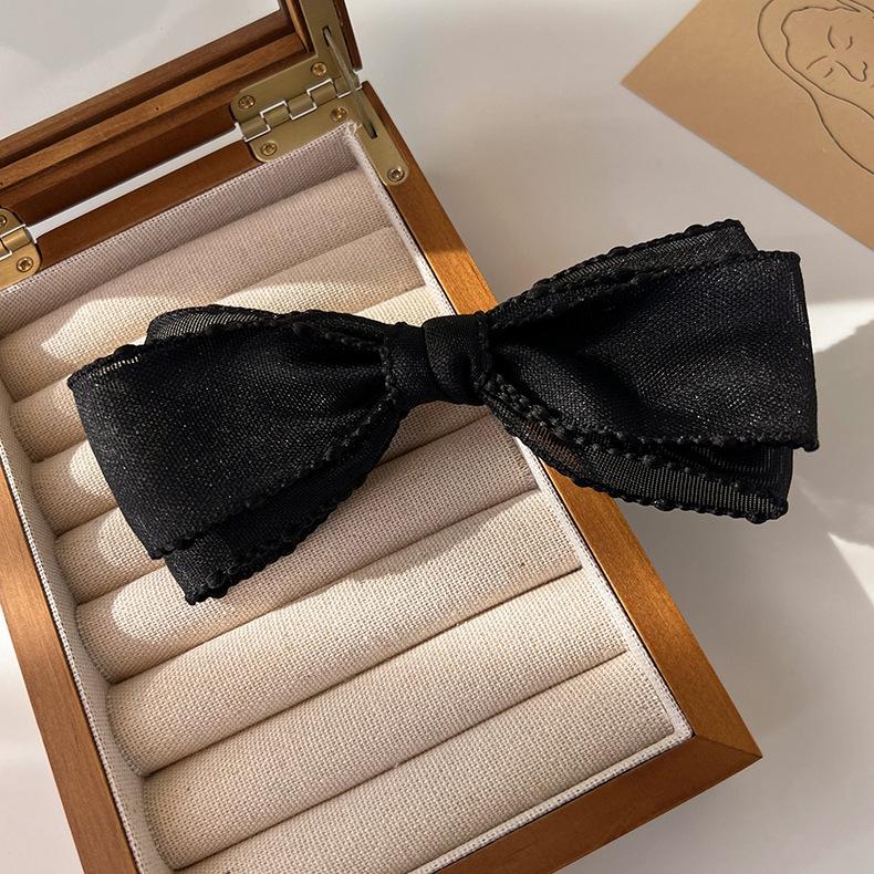 

Нова тришарова тришарова тканинна заколка для волосся з бантом чорний