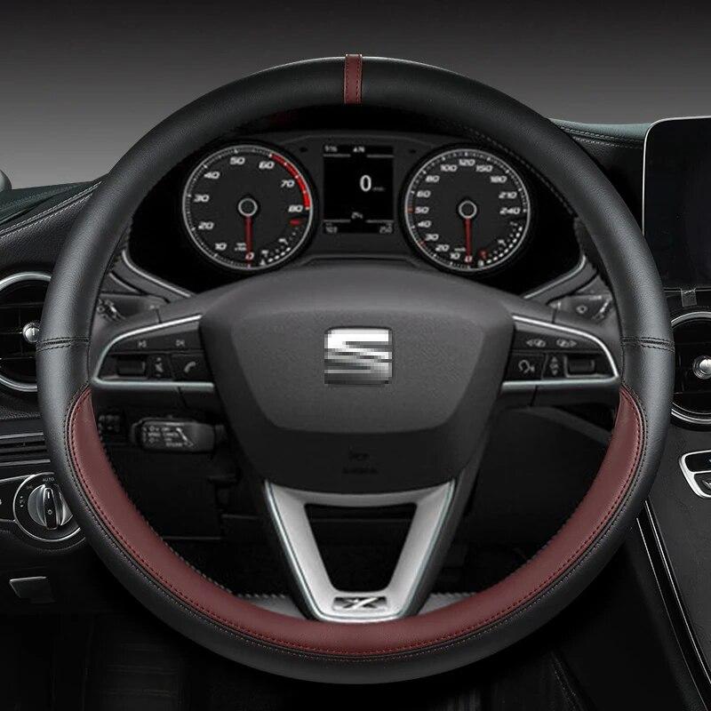 For Seat Leon Cupra R Leon ST Cupra Leon ST Cupra Ateca Cupra Ateca FR Car Steering Wheel Cover PU Leather Auto Accessories