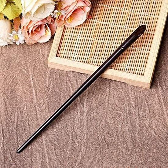LeafIn Natural Wood Kanzashi One Handmade Hairpin Black Sandalwood Simple Wooden Hair Ornament Accessory Yukata Kimono Traditional Accessories