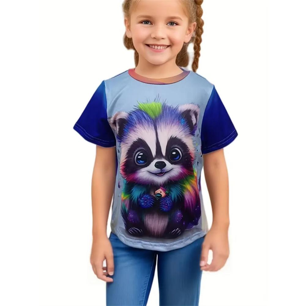 Girl Clothes Cartoon Cute Rabbit 3D Print Funny Animal Lover Boy Girl Short Sleeve tops 4-14Y