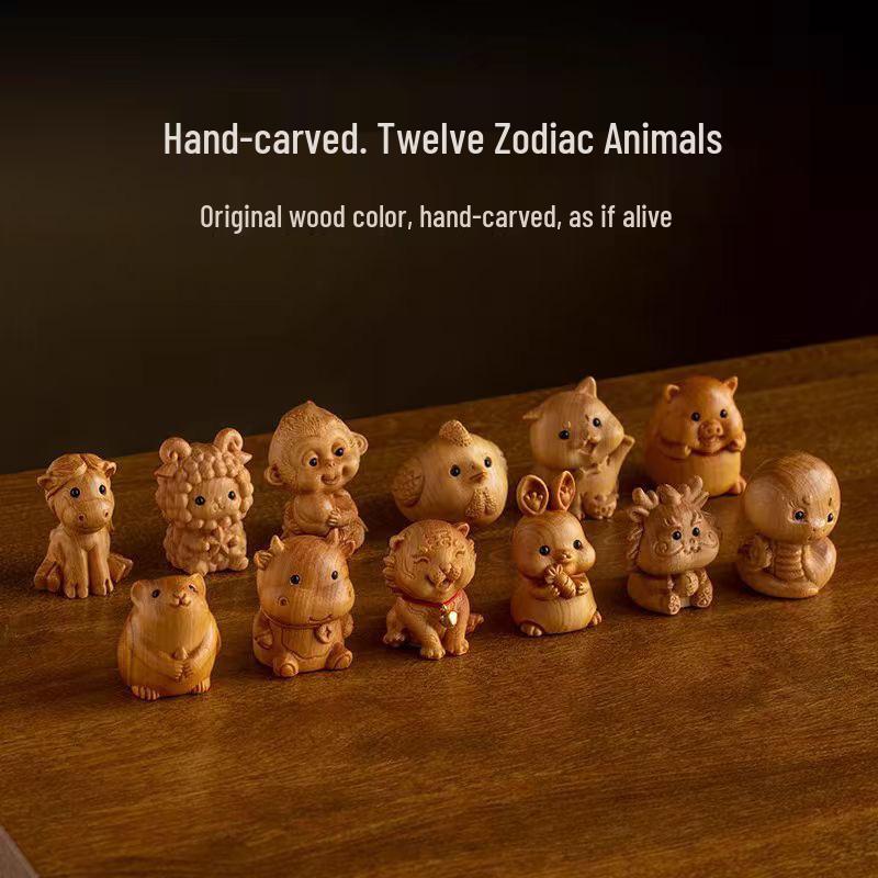 Cypress Hand-Carved Zodiac Animal Ornament Pendant тигровый