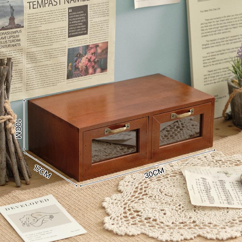Retro Wooden Desk Organizer and Monitor Stand