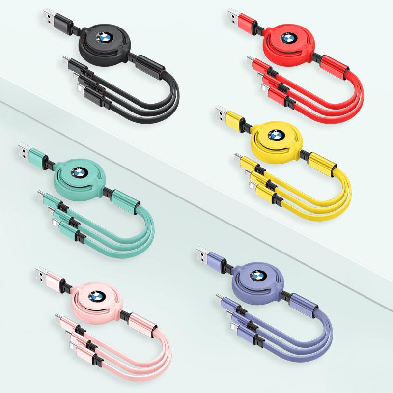 3 In 1 Retractable Data Cable USB Car Charger Head Auto Accessories For BMW 50th Anniversary Edition E46 E53 E90 E60 E93 E87 G20 ulcr72