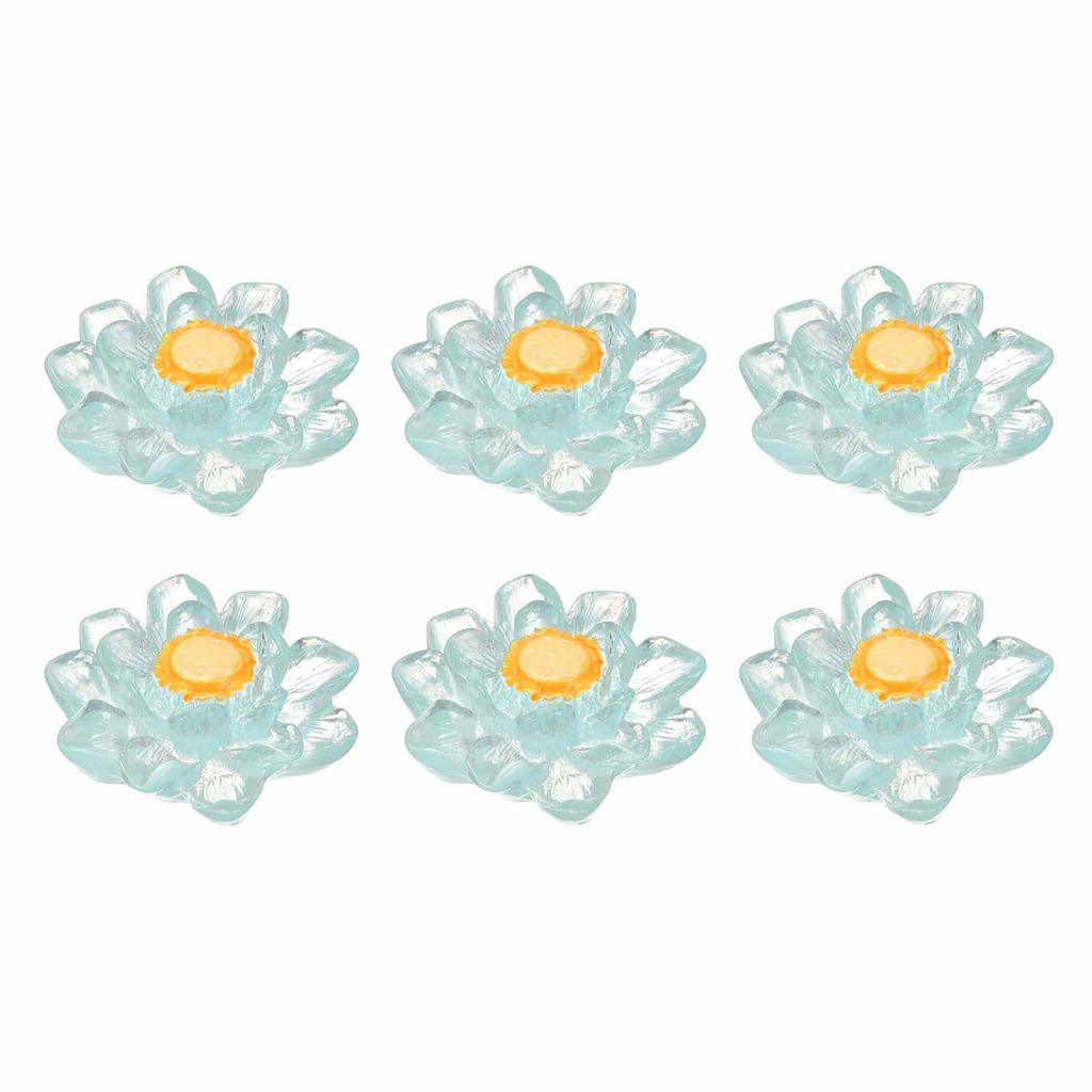 CoCud Mini Resin Flowers, 24mm0.94" Diameter, Miniature Lotus Flowers for Dollhouses, Transparent Blue - (Uses: Fairy Garden, Dollhouse Decoration,