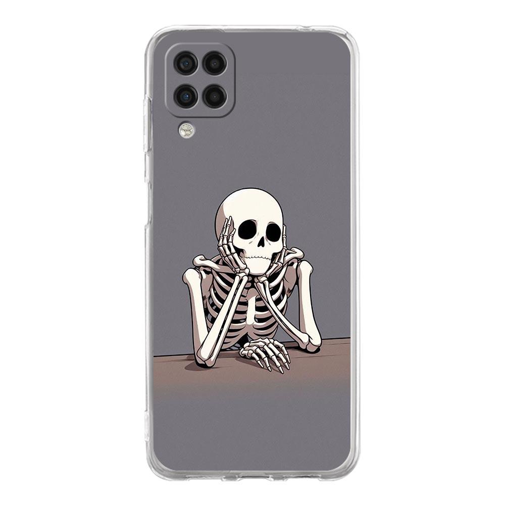 Phone Case For Samsung A17 A13 A33 A35 A55 A73 A53 A23 A51 A71 A21S A31 A41 A05s A15 A25 5G A07 4G Cover Hard Pink Purple Skull