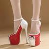 Sexy Peep Toe Party Club Strip Pole Dance Ultra High Heels Platform Pumps Fashion Stiletto Wedding Banquet Shoes Women Red