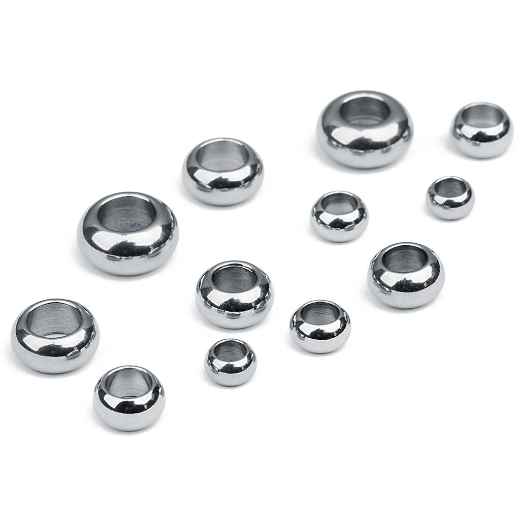20pcs/lot Stainless Steel Beads Large Hole Round Loose Spacer Beads For Jewelry Making DIY Charms Bracelets Necklace Accessories