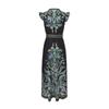 2026 Spring/Summer New Arrival Retro Ethnic-Style Cap Sleeves Printed Long Maxi Dress for Women with Belt