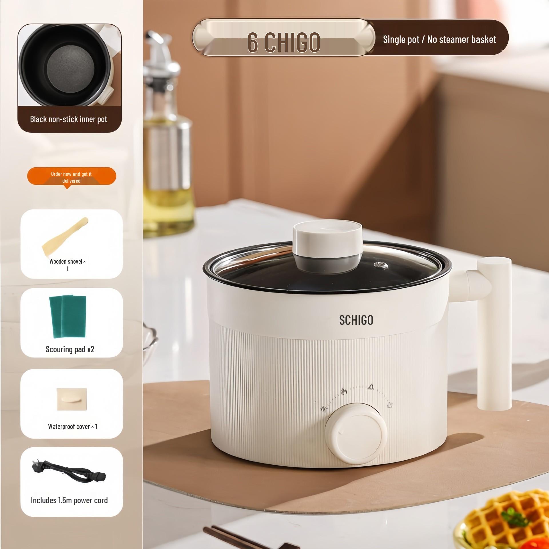 Compact Multi-Functional Electric Cooker and Steamer for One-Person Meals