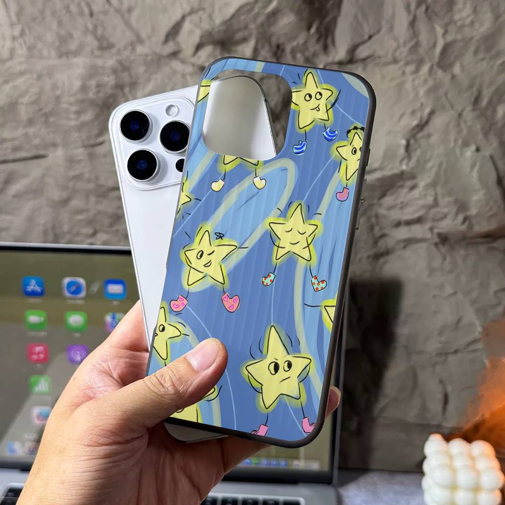 Cartoon-Stern-Handyhülle für iPhone 16 15 17 Pro 11 12 13 14 Pro Max Plus Weiche Wellen-Silikon-Schutzhülle