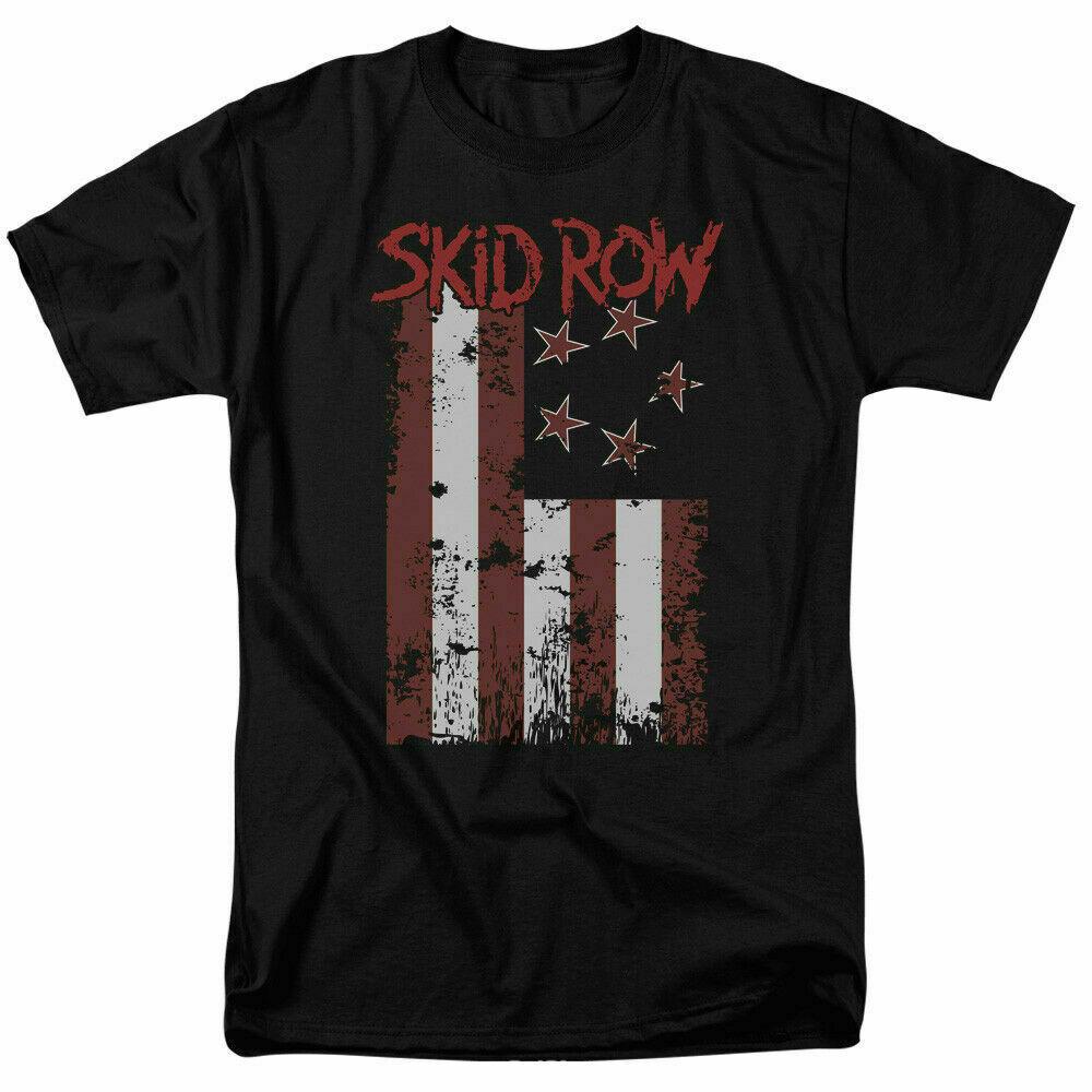 26 Skid Row Flagged T Shirt Licensed Rock N Roll Music Band Tee Black Unisex T-Shirt M