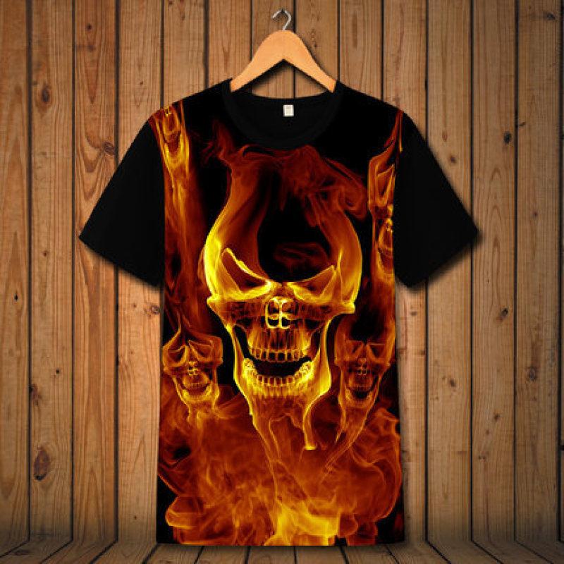 

Футболка в стиле хип-хоп с 3D креативным принтом черепа демона в европейском и американском стиле, лето 2018, новая модная футболка с коротким рукавом для мужчин, S-6XL XS