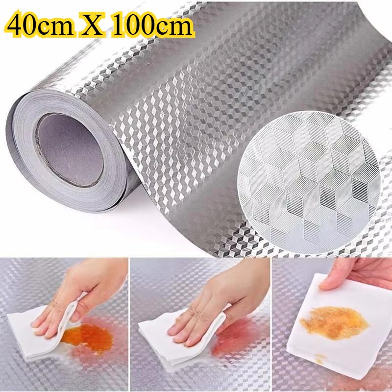 

Kitchen Backsplash Stickers,40 X 100cm, Self Adhesive Drawer Liner Peel and Stick Foil Wallpaper Cabinets Shelf Sticker 40cm X 100cm