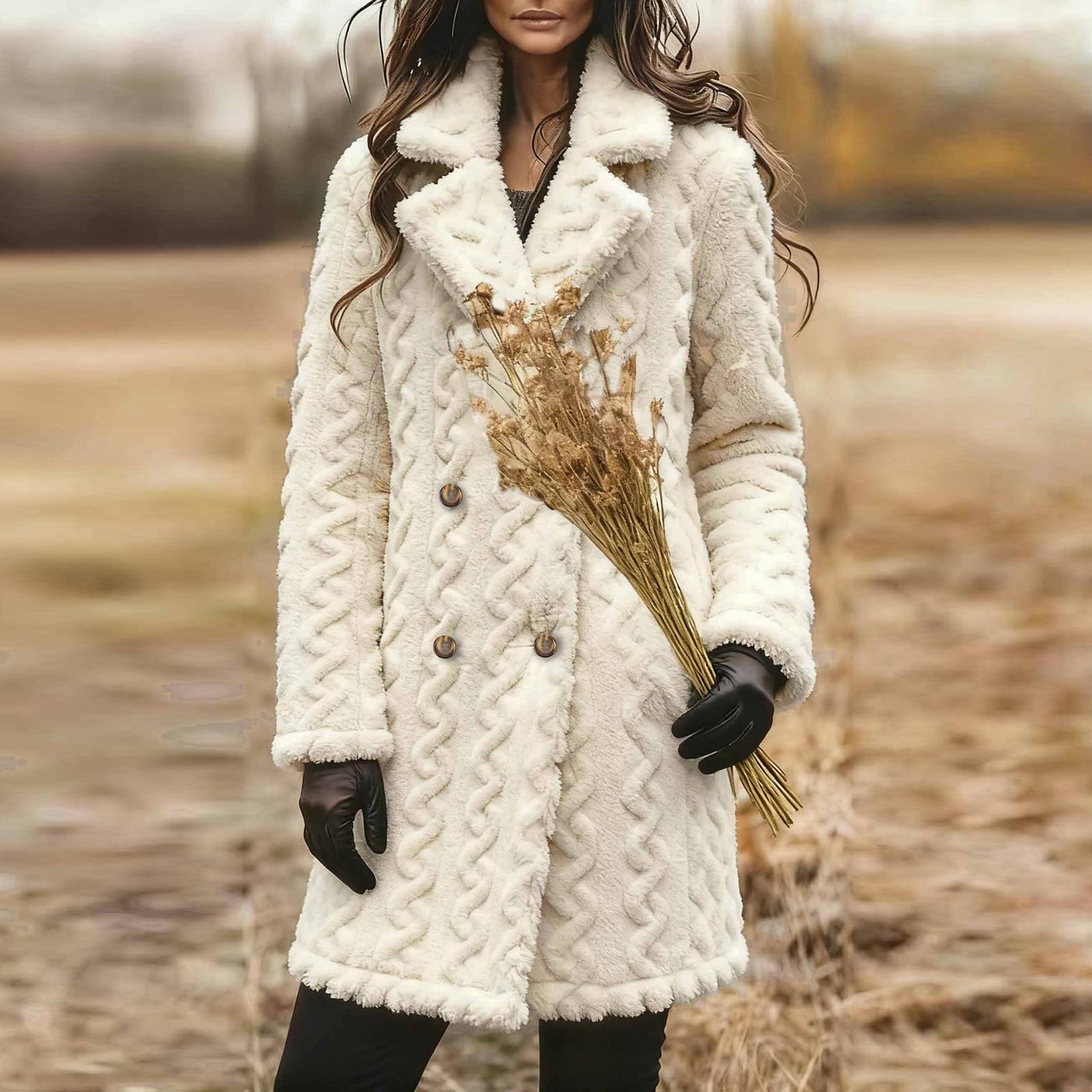 

Женское модное повседневное вестерн-двубортное меховое пальто с длинными рукавами XXL