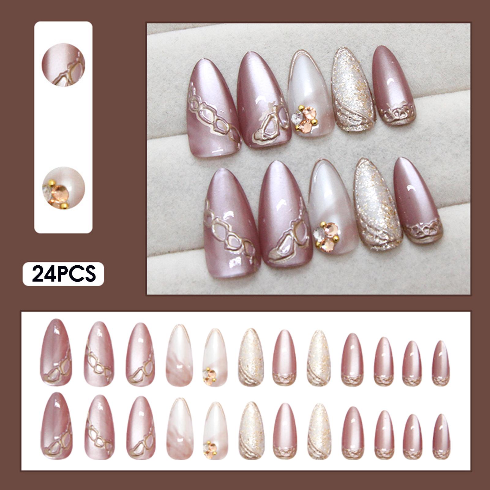 Z980 Brown Gradient Diamond Cat Eye Nail Tips 24pcs A синий/красный