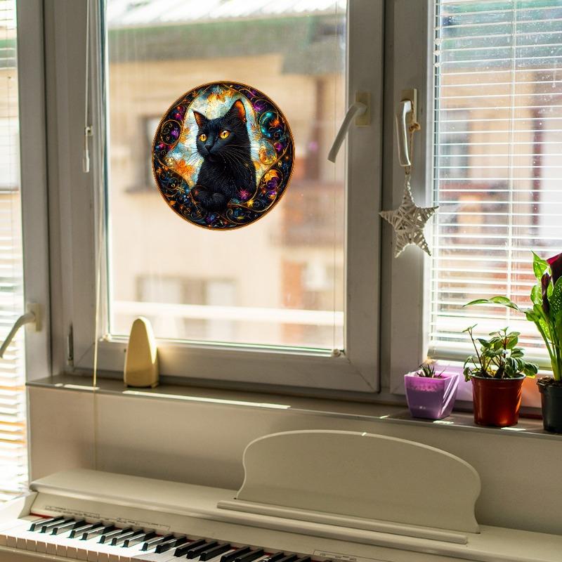 Fun-JD060 Cartoon Schwarze Katze Glasfenster Verschönerung und Dekoration Elektrostatische UV Fensteraufkleber
