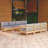 8 Pcs Garden Set with Cushions Pine Wood