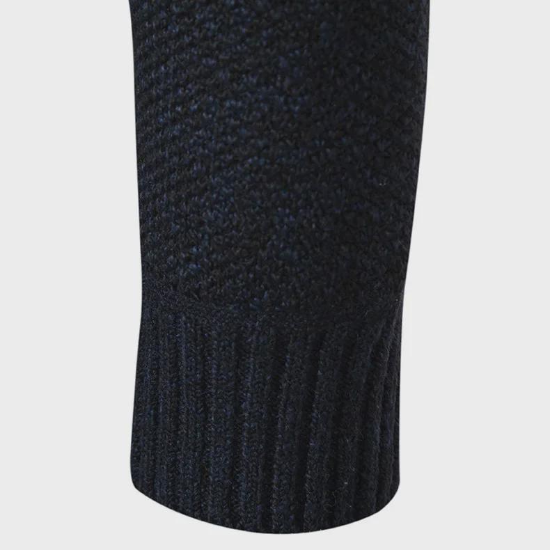 Men's European Slim Fit Zipper Stand-Up Collar Knit Sweater for Autumn and Winter