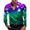 Camicie da Uomo a Tema Natalizio con Stampa Alberi di Natale Grafiche Degradé Fiocchi di Neve Camicie a Manica Lunga Button-Up Top alla Moda