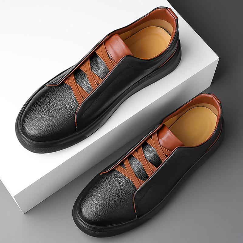 Fashion Men's Leather Loafers Non Slip Walking Flats Breathable Outdoor Slip On Casual Shoes for Man Work Office Driving Sneakers