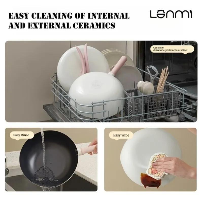 LANMI 20CM Iron Frying Pan Ceramic Integrated Aluminum Alloy Non-stick Healthy Cooking Pan for Family High Quality Pots Meat Pan