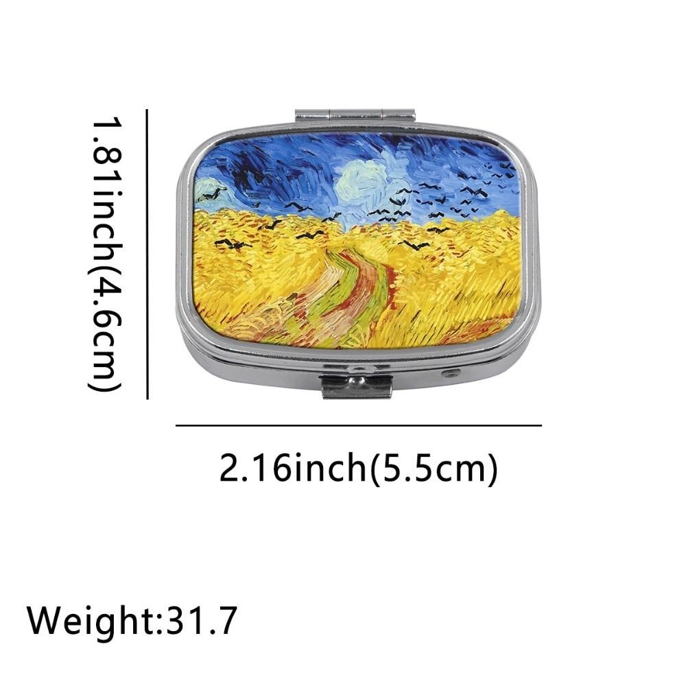 

With 2 Compartments Pill Box Oil Painting Light-proof Metal Medicine Box Moisture Resistant Small Pill Organizer Container
