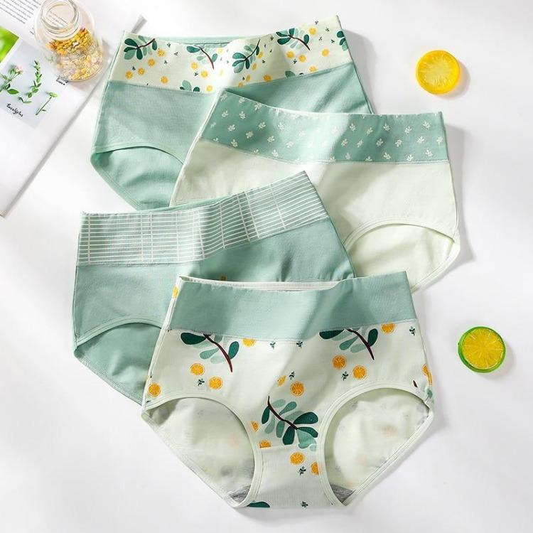 

Женское хлопковое нижнее белье трусы с высокой посадкой набор 4 шт. дышащие трусики с принтом для девочек размер от M до 5XL 3XL