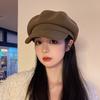 Korean Version of Octagonal Hat for Women Showing Face Versatile Beret Autumn and Winter Retro Brushed Newsboy Hat Japanese Fashion Painter Hat