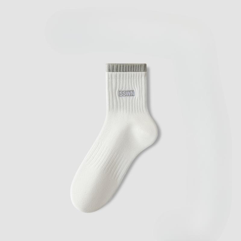 Female Spring and Autumn Leisure Running Pure Cotton Sweat Absorbing Deodorizing Pile Long Socks