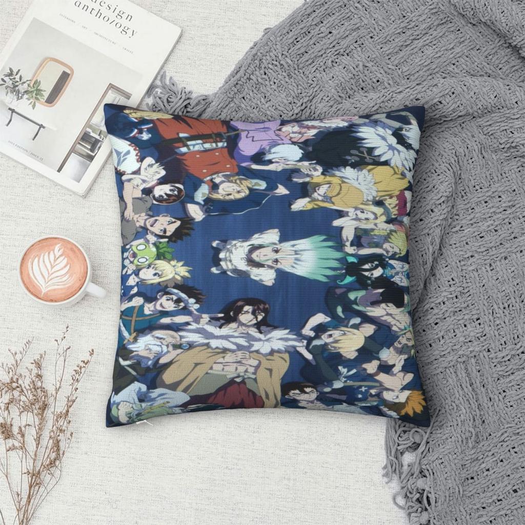 Bed Decor Dr Stones Anime Manga Pillowcases Stuff Pillow Covers Square Multiple Sizes