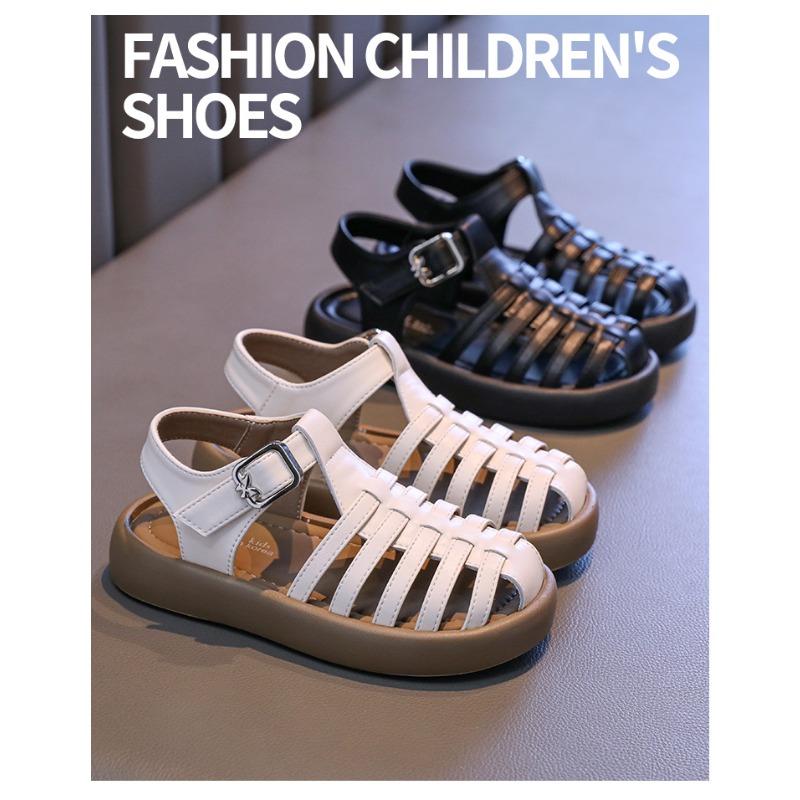 Kinderschuhe, Mädchen-Prinzessinnen-Sandalen, koreanischer Stil, geschlossene Zehenpartie, weiche Sohle, römische Strandschuhe für kleine Mädchen, rutschfeste Sportsandalen.