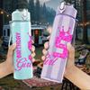 1PC 5 Birthday Girl Pink Crown Print 750ml Color Plastic Sports Water Bottle Leakproof Flip Straw Lid Suitable for Sports Office Home Use