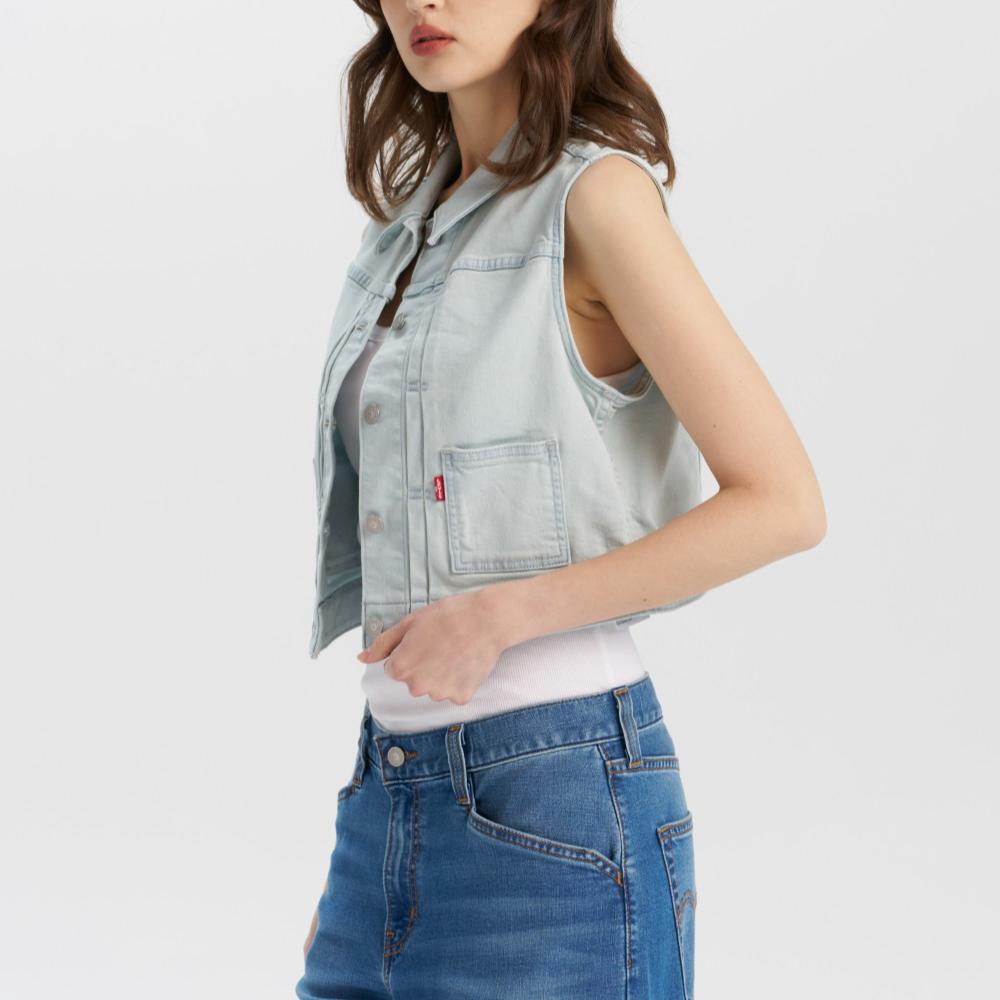 Levis Comfortable Button-Down Denim Vest Women Vests 003XP-0000