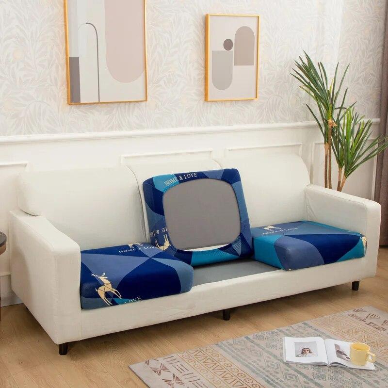 1/2/3/4 Seater Sofa Seat Cushion Cover for Living Room Pets Kids Furniture Printing Stretch Washable Removable Chair Seat Cover
