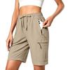 Pantalones Cortos Deportivos Ligeros para Mujer para Senderismo, tipo Cargo, de Secado Rápido, con Cintura de Cordón y Múltiples Bolsillos para Actividades al Aire Libre