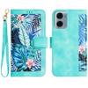 Leder Klappbrieftasche Hülle für Motorola Moto G05 G14 G15 Power G24 G34 G54 G84 E15 G 5G Play Blumen Riemen Kartenfach Handyhülle