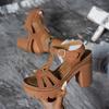 Ethnic Style Roman Line Sandals Summer Casual European American Thick Heels Women's High Heels
