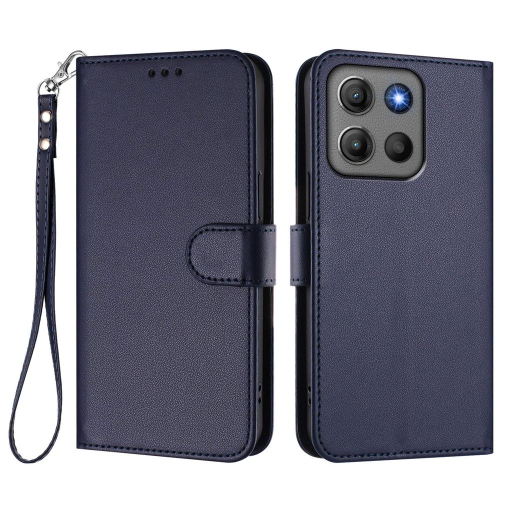 For Motorola Moto G15 Power 4G/Motorola Moto G15 4G Leather Case Wallet Stand Phone Cover with Wrist Strap