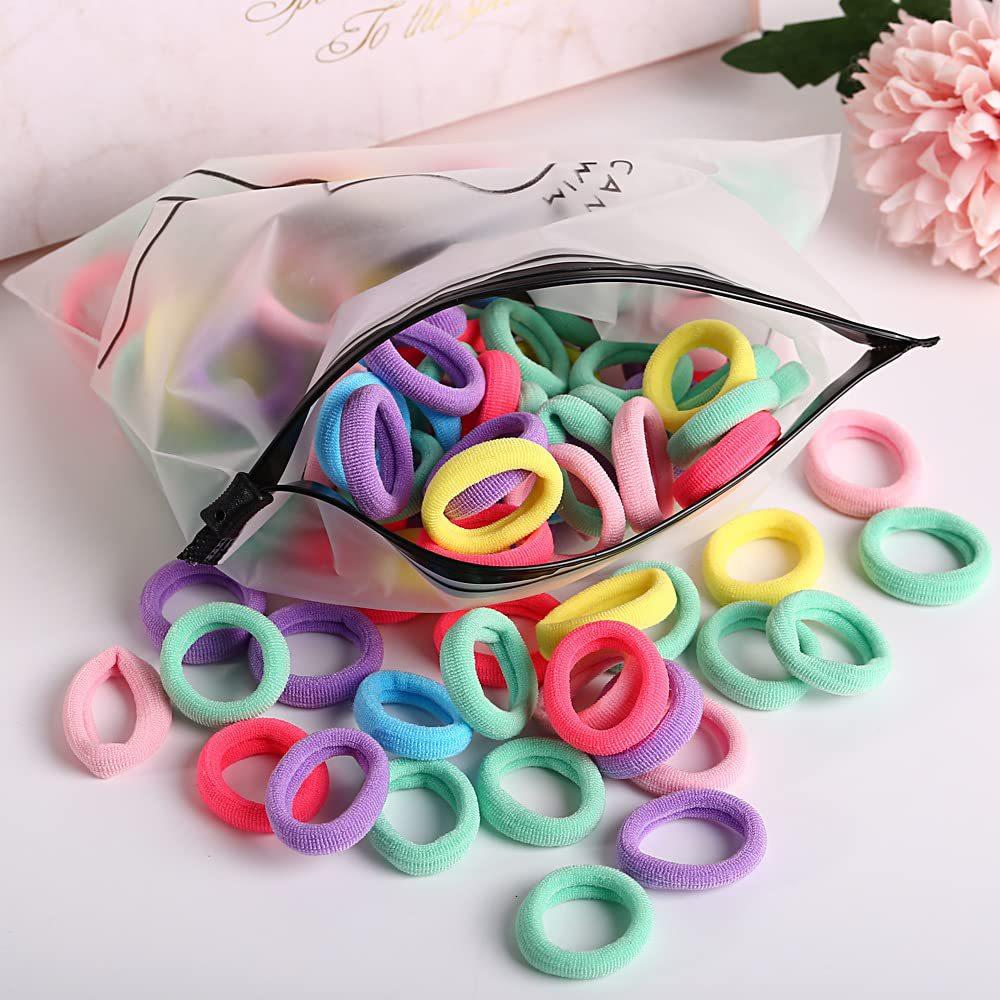50/100Pcs Colorful Basic Nylon Ealstic Hair Ties for Girls Ponytail Hold Scrunchie Rubber Band Kid Fashion Hair Accessories