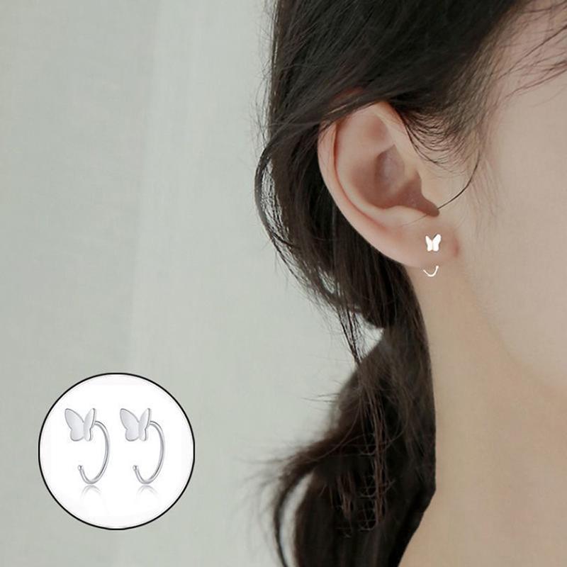 Sliver Open Earrings Jewelry Girl Cute Hoop Earring  Opening Huggies