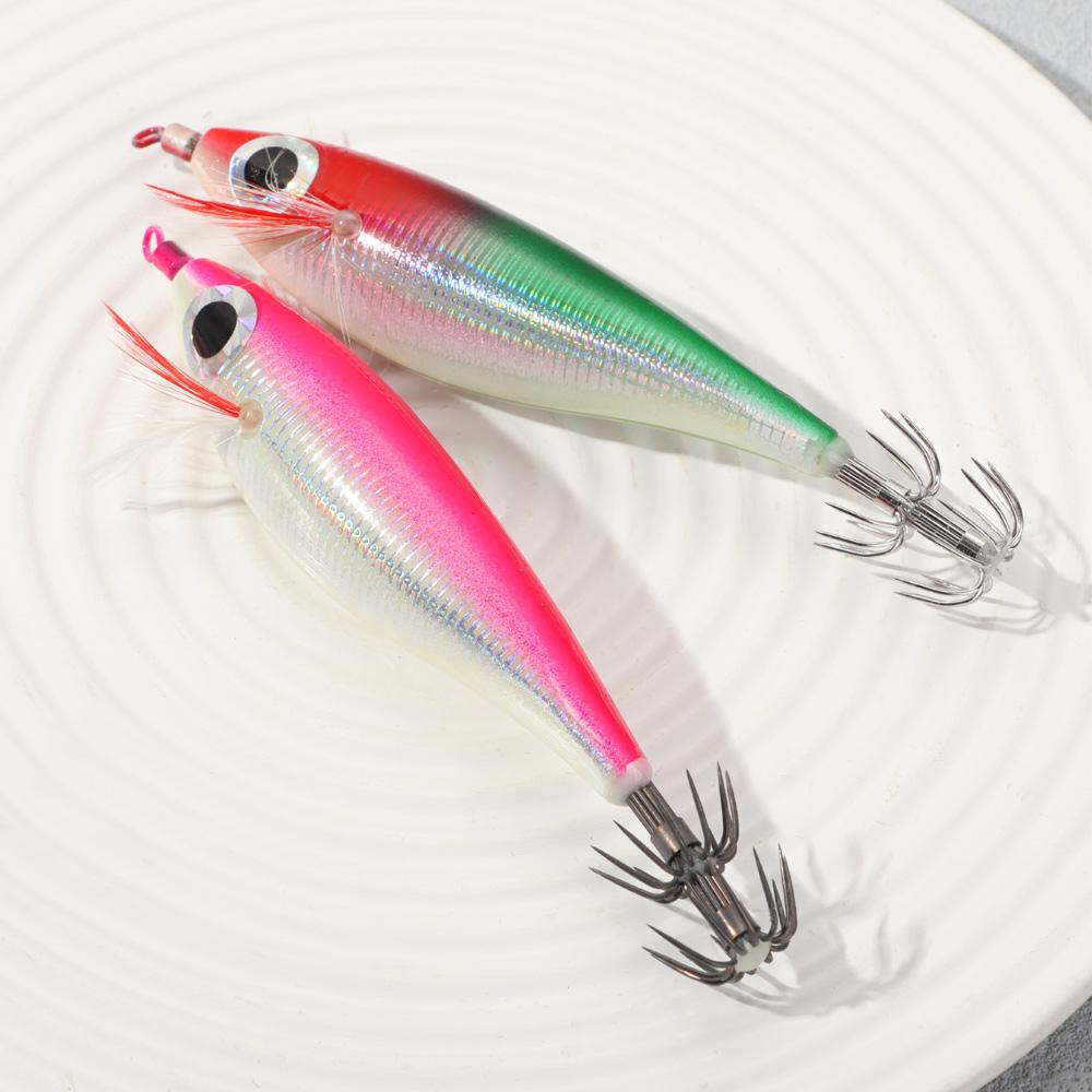 Luminous Copper Sinker Artificial Jigs Squid Hook Fishing Tackle Octopus Bait Wood Shrimp Lures
