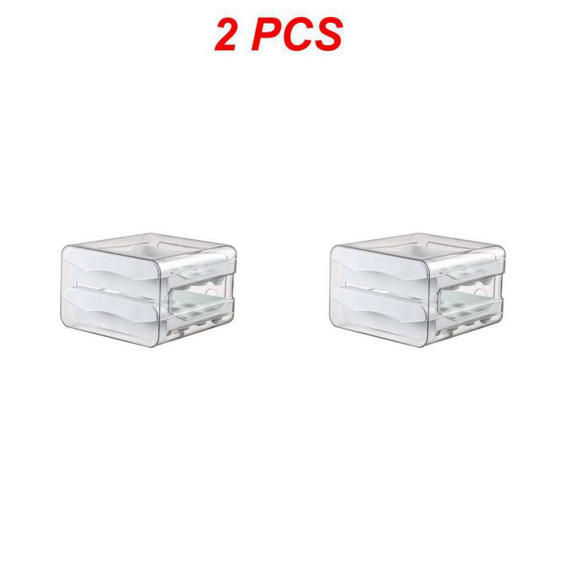 Refrigerator Egg Storage Organizer Egg Holder for Fridger 2-Layer Drawer Type Stackable Storage Bins Clear Plastic Egg Holder