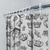 Luxurious Crown Print Shower Curtain Royal Decor For Bathroom White Black Vintage Design Size 180X230Cm (70 X 90) Easy Installat