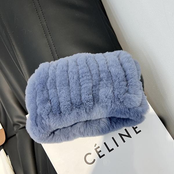 Women Handmade Stretch Real Rabbit Fur Scarf Knit Genuine Rex Rabbit Fur Headbands Girls Natural Rabbit Fur Ring Scarves