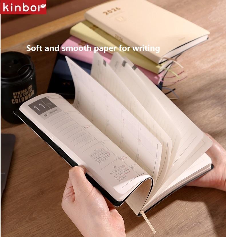 Kinbor A5 Efficient Planner Notebook,2 Days per Page with Habit Tracker,To-Do Lists&Time Management for Workplace, College