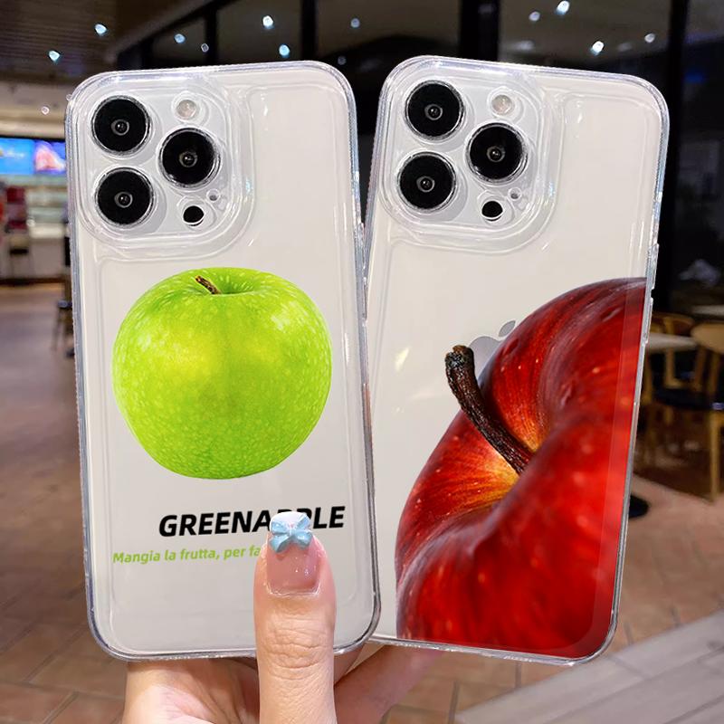 Fresh Coconut Green Apple Clear Phone Case For iPhone 16 15 11 12 14 13 Pro Max Mini X XSMax XR 7 8 Plus SE4 16e Silica Covers